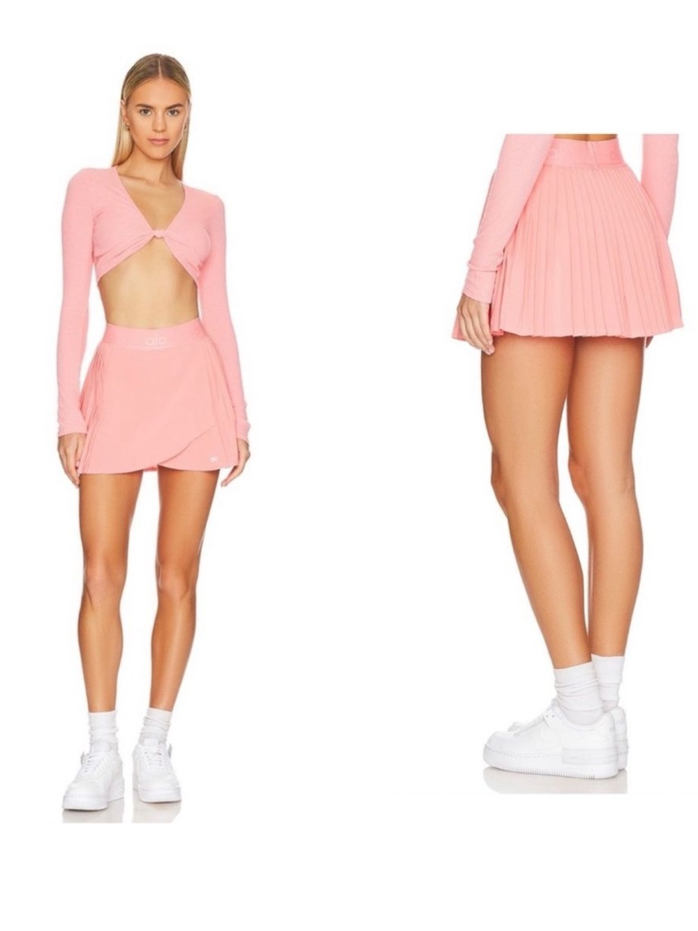 Alo Yoga Aces Tennis Skirt Peach Pink Pleated Skort Size M - Picture 3 of 15
